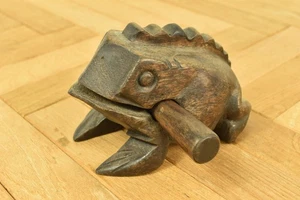 Raspador de guiro de rana de madera vintage instrumento musical de percusión hecho a mano 6" - Imagen 1 de 14