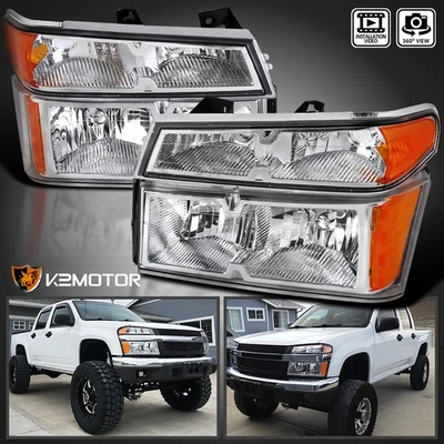 Fits 2004-2012 Chevy Colorado GMC Canyon Headlights+Bumper Corner Lamps 04-12 - Image 1 of 4