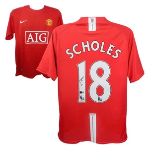 Paul Scholes Signed Manchester Utd Home Soccer Jersey #18 with Beckett Witness - Picture 1 of 4