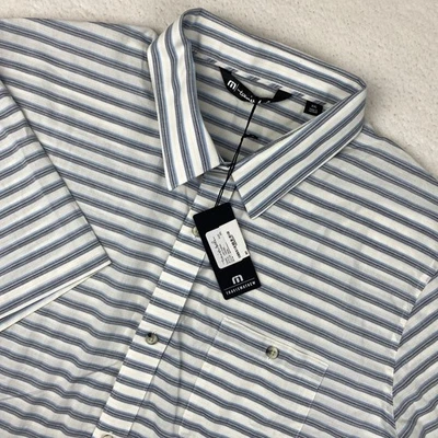 NEW TRAVIS MATHEW 'Last Hurrah' Mens SS Button Up Shirt 2XL Striped Pocket NWT - Image 1 of 4