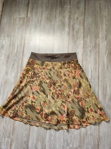 Relativity A-Line Midi Skirt Green Multicolor Geometric Stretch Waist Lined XL - Picture 1 of 7