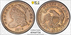 1836 Capped Bust Silver Dime 10C PCGS XF45 -Great Type Coin- Gold Shield (#902) - Picture 1 of 7
