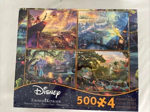 Disney Thomas Kinkade 4 Puzzle Set Lion King,Jungle Book,Peter Pan, Princess New - Picture 1 of 2