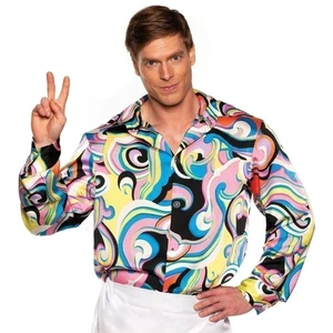 UNDERWRAPS 70s Disco Shirt Men - Multicolor Swirl 70s Outfits for Men, Retro... - Bild 1 von 5