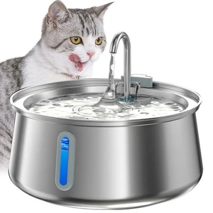 Stainless Steel Cat Water Fountain,Pet Water Fountain 4L/135oz Large Capacity... - Picture 1 of 6