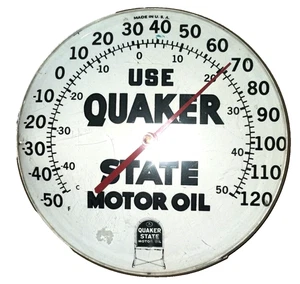 Letrero termómetro de cubierta de metal y burbujas Quaker State Motor Oil 12" vintage años 60 - Imagen 1 de 8