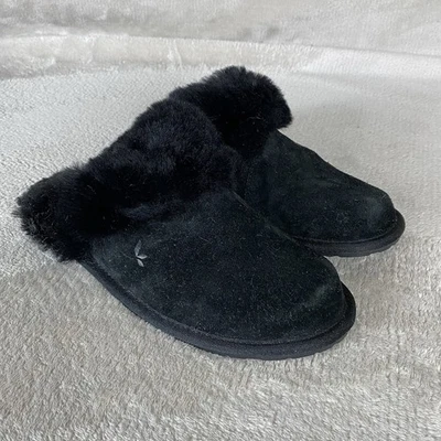 Koolaburra by UGG Milo Slippers Womens Size 9 Black Suede Fur Suede Slip On NEW - Image 1 of 4