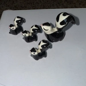 Vintage Hagen Renaker Skunk W/ Pink Nose Miniature Figurine Lot Of 4 - Picture 1 of 5