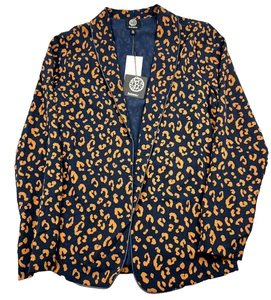 Chaqueta Blazer Nordstrom Rack Bobeau Mujer Mediana Azul Guepardo Tejida Frente Abierto - Imagen 1 de 12