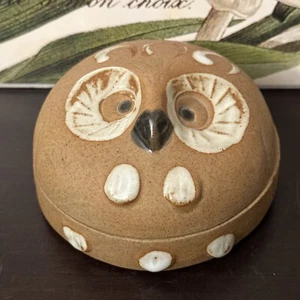 Takahashi Owl Round Ceramic Trinket Container Dish Japan Cream Brown Retro Gift - Picture 1 of 9