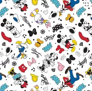 Mickey and Friends: Inseparable Pals on White- Camelot Fabrics Sold by the Yard - Picture 1 of 1