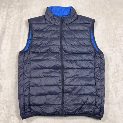 Benetton Puffer Vest Mens Size 52 Medium Blue Quilted Soft Light Goose Down Zip - Image 1 of 4