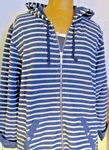 Style & Co Sport Womans Blue & White Full Zip Front Hoodie Sz 1X Cuff Sleeve~NWT - Picture 1 of 11