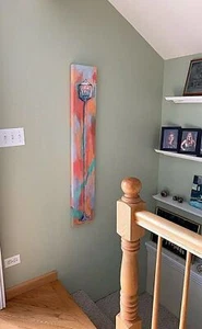 Cupcake Painting Cake on Dessert Stand Tall Thin Original Wall Art Bakery 48x8 - Picture 1 of 8