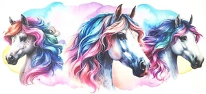 DIY Watercolor Horses - 16 Oz UV DTF Transfer Vinyl Sticker - Decal - Cup Wrap - Picture 1 of 1
