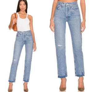 Pantalones de mezclilla Agolde años 90 cintura pellizcada pierna recta lavado medio - para mujer EE. UU. 25 - Imagen 1 de 11
