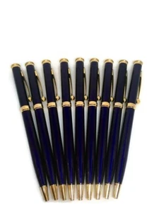 9 pz penna a sfera girevole alluminio blu e oro penna hotel regalo inchiostro nero - Foto 1 di 1