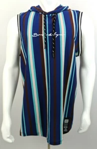 Camisa con capucha Vox Populi para hombre sin mangas a rayas talla XL playa ropa activa nueva con etiquetas - Imagen 1 de 10