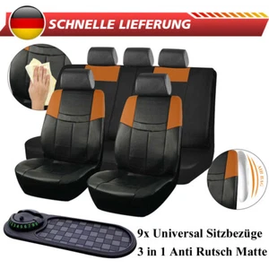 9 Stück Auto Sitzbezug Sitzbezüge Schonbezüge Schwarz + 3 in 1 Anti Rutsch Matte - Bild 1 von 20