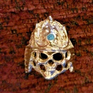 Vintage Metal Biker Skull with Blue Resin Hat Pin Size 3/4" L x 3/4" W - Picture 1 of 1