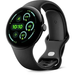 Google Pixel Watch 3 Wi-Fi 45mm Matte Black, Porcelain, Hazel with Active Bands - Picture 1 of 12