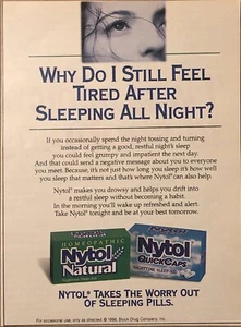 1998 Nytol Sleep Aid Natural & Quick Caps PRINT AD Sleeping Pills VTG 1990s 5x7" - Picture 1 of 5