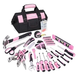 Tool Set, 220-Piece Lady's Home Repairing Tool Kit with 12-Inch Wide Pink - Picture 1 of 7