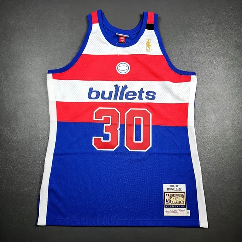 100% Authentic Ben Wallace Mitchell & Ness 96 97 Bullets Jersey Size 44 L Mens Cover