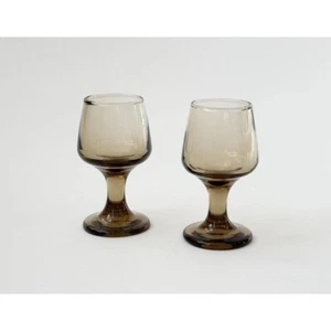 Libbey Glass Co. Tawny Cordial | Aperitif Vintage Midcentury Smoke Glass Cups - Picture 1 of 8