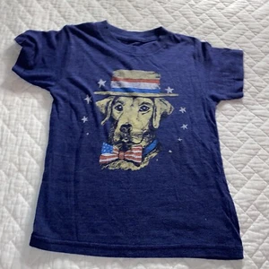 Boys Me Ps Tees Fourth Of July Dog Shirt Size 4-5 America Red White Blue - Picture 1 of 3