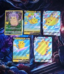 5 PIKACHU- Flying Pikachu VMAX 007/025 Surfing Pikachu VMAX 009/025 Celebrations - Picture 1 of 19