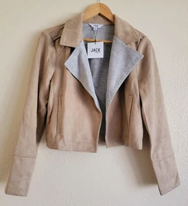 Women's Open Front Crop Jacket Brown Lapel Long Sleeve Casual Suede Jacket SALE - Picture 1 of 2