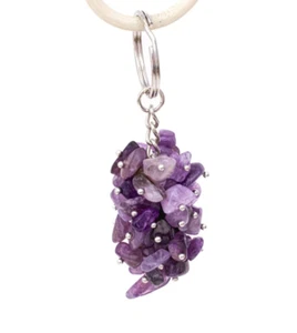 Polished Amethyst Gemstone Chip Cluster Keychain Crystals Metaphysical Shop - Picture 1 of 4