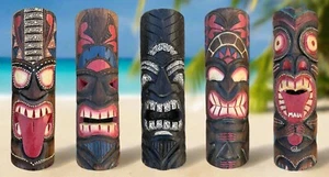 SET OF 5 20" TIKI MASK HAWAIIAN WALL ART ISLAND HOME DECOR TRIBAL BAR TROPICAL - Picture 1 of 7