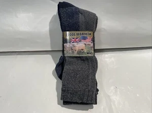 Wool Warmth Men's Wool Socks Gray 2 Pair Shoe Size 6-11 New - Picture 1 of 14