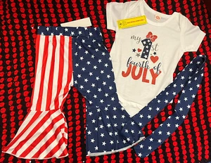 baby girl 4th of july 2 piece bell bottom leggings outfit set size 6-9 months - Picture 1 of 5