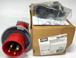 Hubbell HBL430P7W 30A 3P 4W 480V 15HP Pin & Sleeve Plug Type 4X 12 with Gaskets - Picture 1 of 14