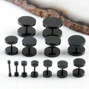 Stainless Steel Unisex Men Women Barbell Stud Earrings Punk Ear Piercing Plugs - Picture 1 of 19