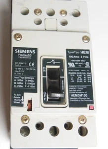 INTERRUPTOR DE CIRCUITO DE 3 POLOS SIEMENS HEM3M100 100A 480V - Imagen 1 de 6