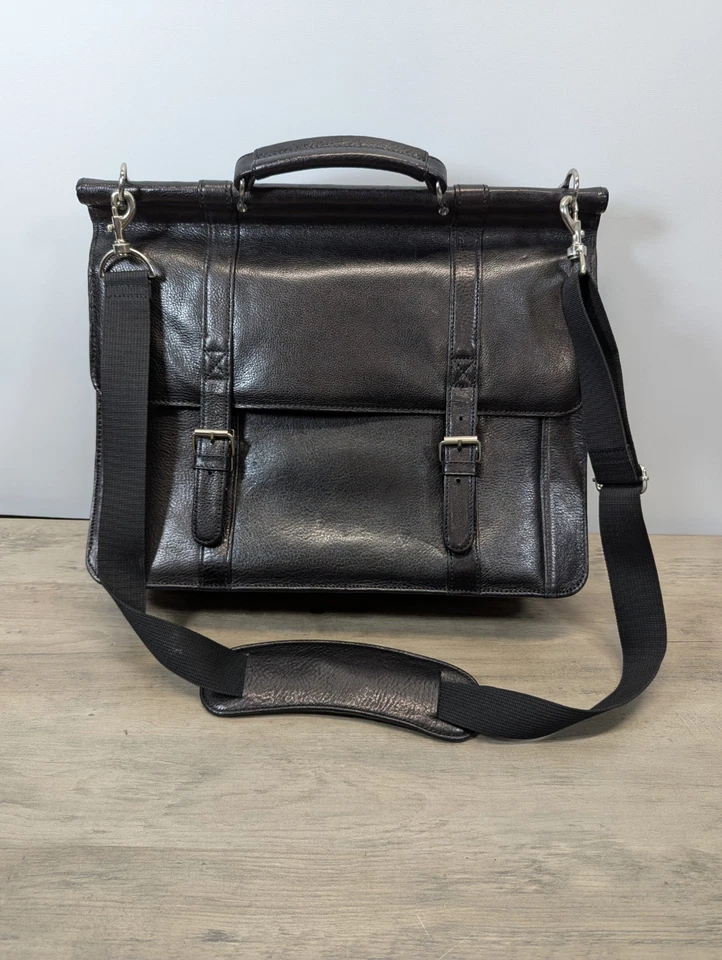 Dr. Maletín New York De Colección Cuero Negro Doble Solapa Maletín Trabajo Escuela Bolso  Foto 1 de 4