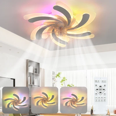 RGB Ceiling Fan Lights Remote Control Dimmable Indoor RGB Color Changing 6 Speed - Image 1 of 4