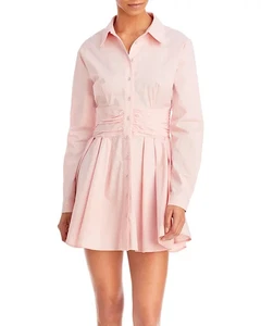 Bardot Ladies Cameo Pink Long Sleeve "Leoni" Mini Shirt Dress, Size S, NWT (13) - Picture 1 of 9