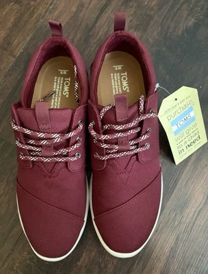 Toms Del Rey Canvas Sneaker Women's 9 Burgundy Dark Cherry Red Oxblood Normcore - Image 1 of 4