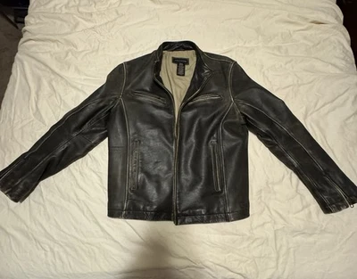 Structure Men’s M  Café Racer Jacket Heavyweight 100% Leather, Cotton Lining - Image 1 of 4