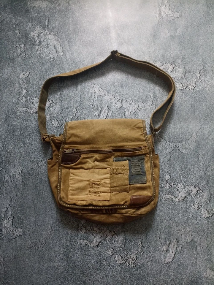 SACO DE ALGODÃO DIESEL ANOS 90 ARQUIVO MILITAR DESGASTADO Cáqui Usado - Imagem 1 de 4