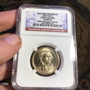 2007d John Adam’s Dollar.sample Slab,Ana Treasure Trivia..ngc - Picture 1 of 2