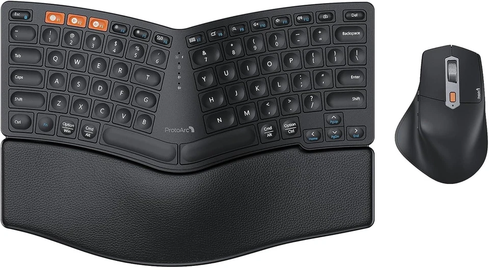 New- ProtoArc Bluetooth Ergonomic Keyboard Mouse, EKM04 Wireless (Black) - Image 1 of 4