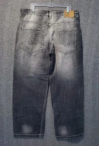 VTG Southpole Jeans Mens 38x30 Black Faded Baggy Y2K Skater Denim Wide Leg - Picture 1 of 14
