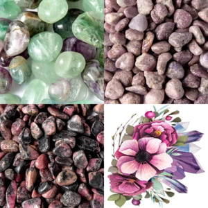 1 lb Tumbled Gemstone Collection Rhodonite Fluorite Lepidolite Bulk Rocks - Picture 1 of 7