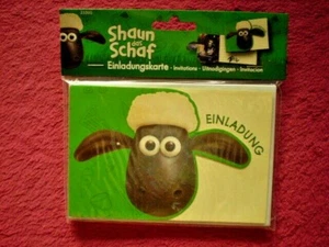 SHAUN das Schaf Einladungskarten – Set 8 Stück mit Umschlag / Kuvert / Neu - Bild 1 von 3